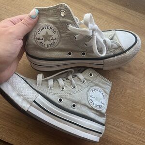 Silver Platform Converse size 12 girls